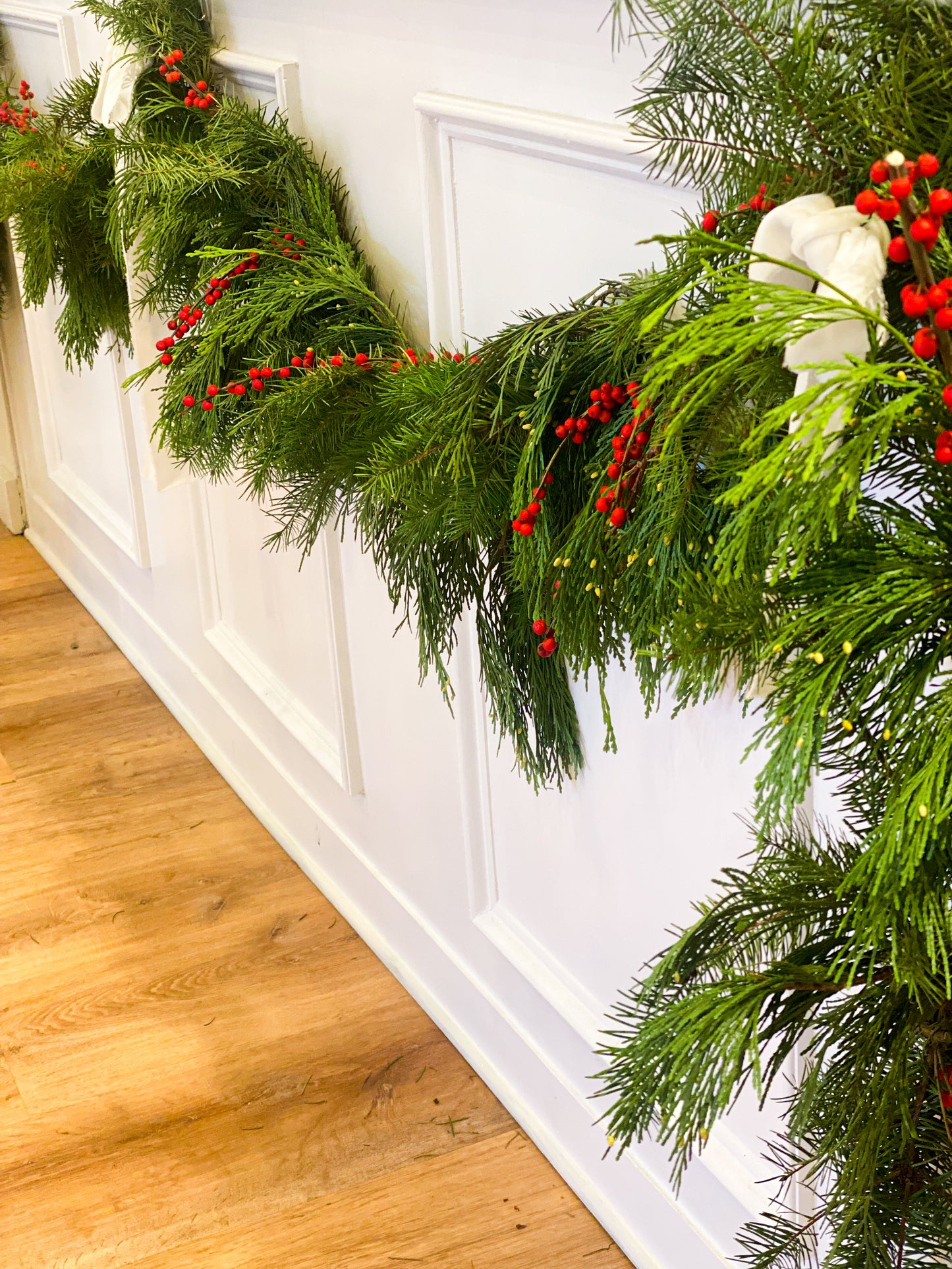 Add Velvet Bows to Garland