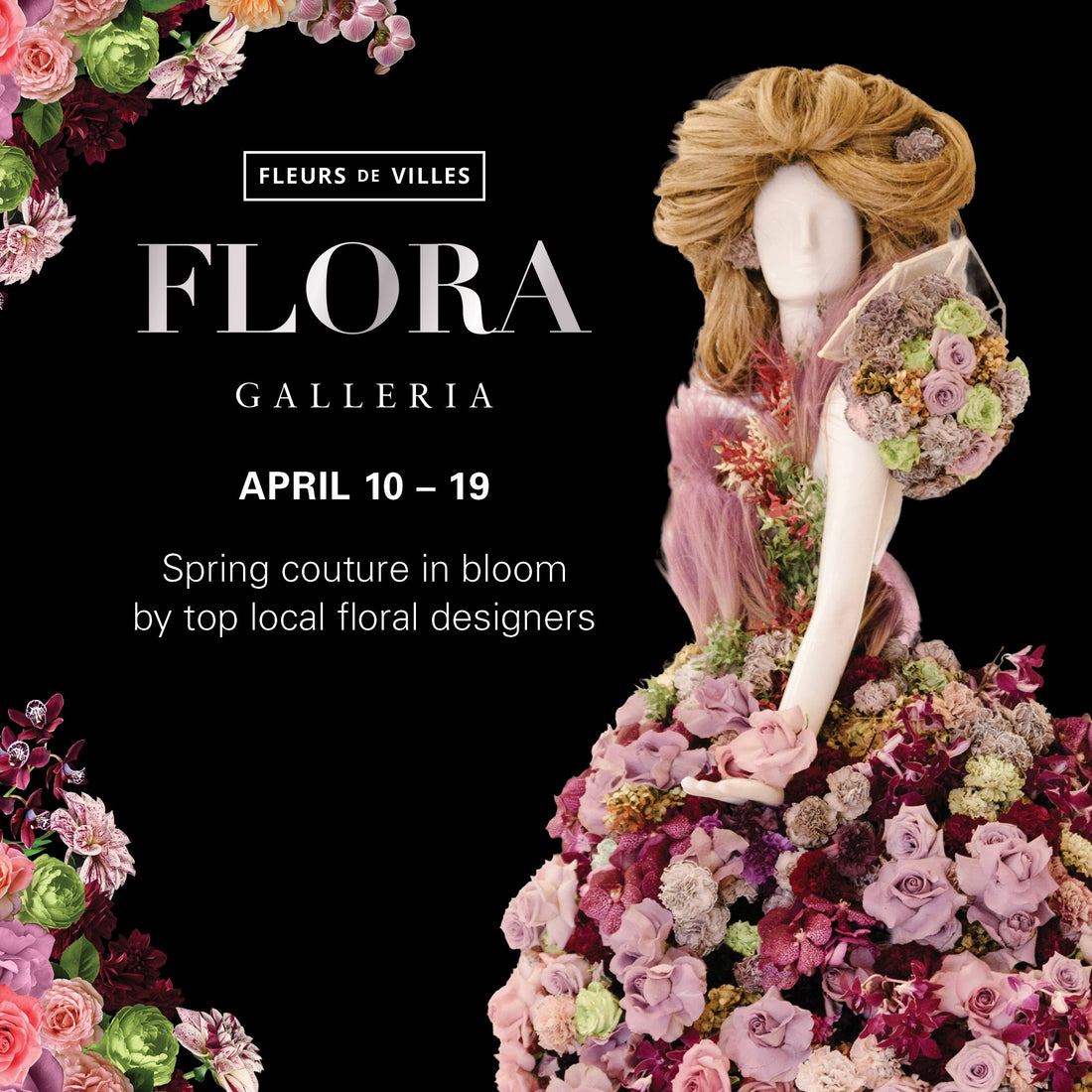 Fresh flower mannequin display at Fleurs de Villes FLORA Galleria Westin Edina byThe Petal