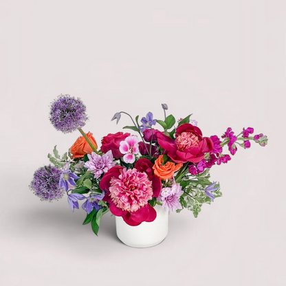 Colorful summer flower arrangement with peonies. Delivery in Edina, Minneapolis, Wayzata.