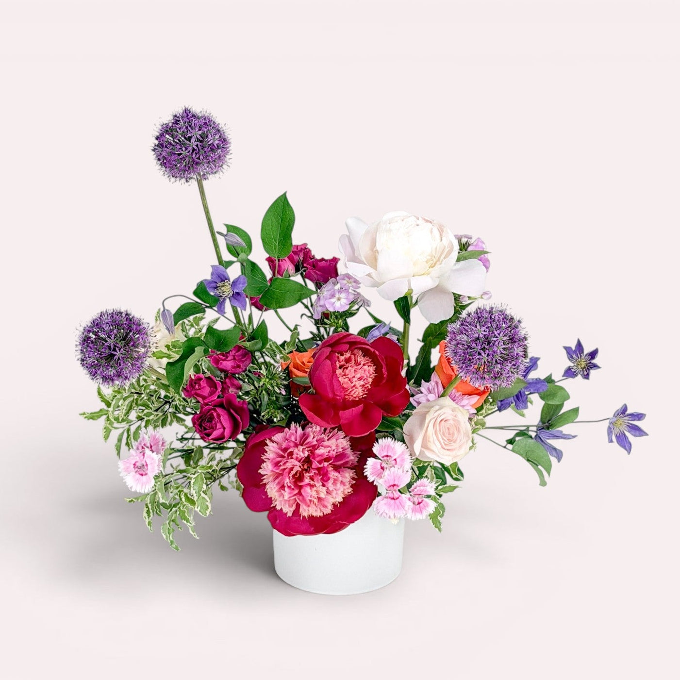 colorful spring flower arrangement for delivery in Minneapolis, Edina, Plymouth, St. Louis Park, Golden Valley with peonies and premium flowers