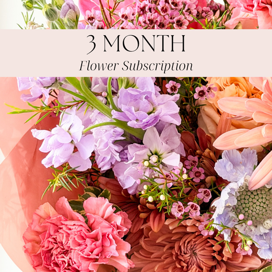 3 month flower subscription makes the perfect gift for mom this mother's day. Select from a bouquet or arrangement. Free pickup or delivery available. 