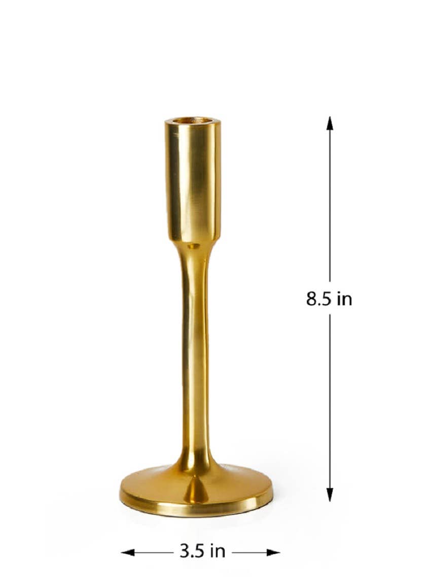 Alsace Shiny Gold Taper 8 ½in Candlestick