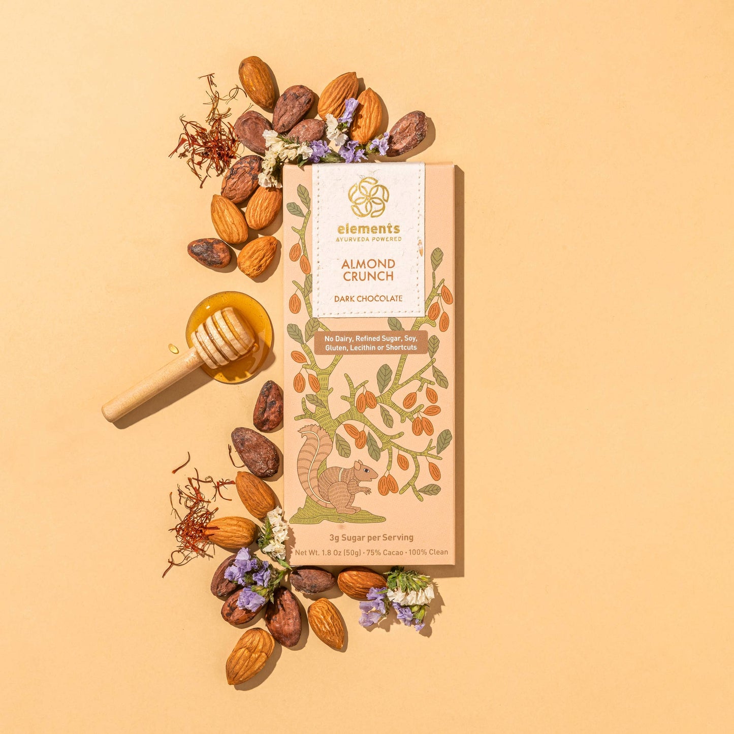 Almond Crunch 75% Dark Chocolate Bar