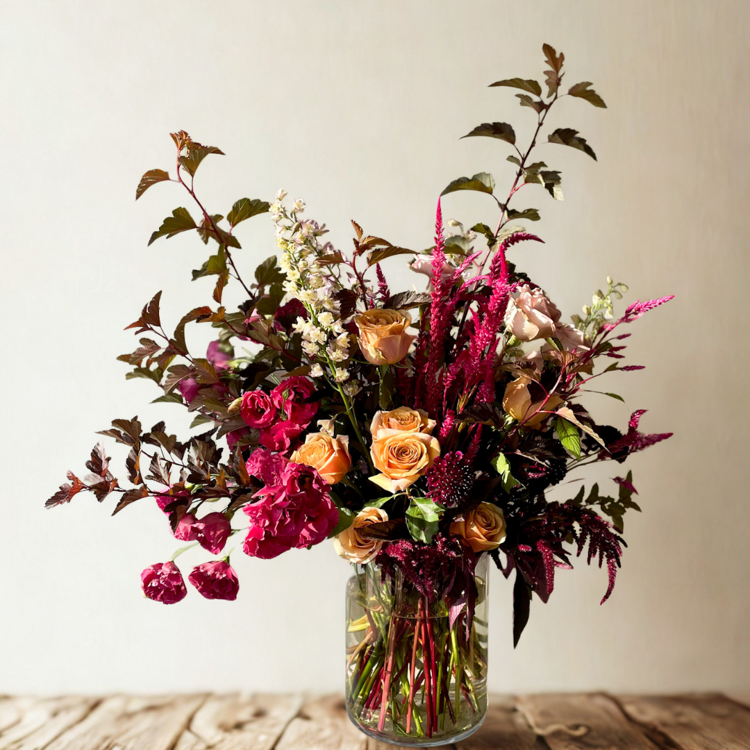 Luxury Grand Gesture floral arrangement featuring bold seasonal blooms in a garden-inspired ceramic vase, perfect for large gifts or events in Minneapolis