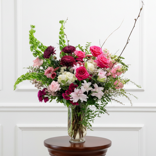 Colorful funeral flowers for altar for celebration of life in edina, minneapolis, minnesota by The Petal