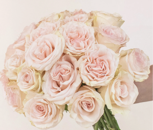 Hand-tied bouquet of premium light pink garden roses with soft, full petals and a delicate garden-style look, an elegant and timeless floral gift available for pick-up in Edina or local delivery