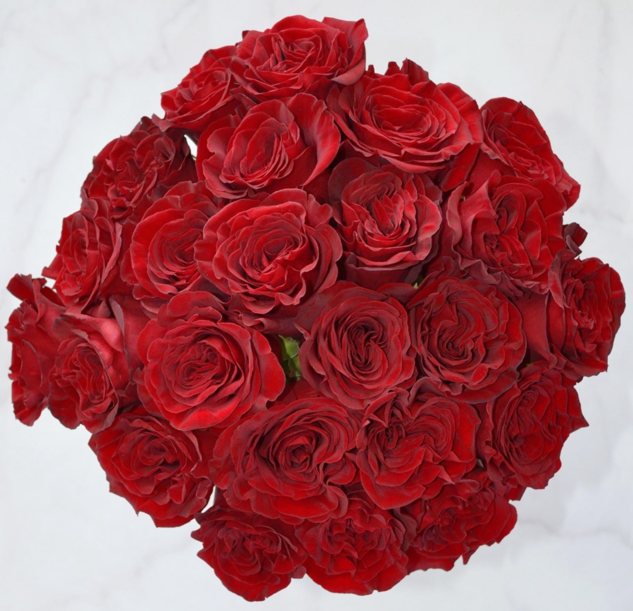 Hand-tied bouquet of premium red garden roses with full, textured petals and a luxurious garden-inspired look, available for pick-up in Edina or local delivery