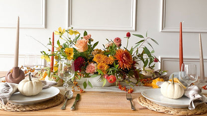 Premium Thanksgiving arrangement with abundant seasonal autumn flowers for Thanksgiving table. Available for Edina pick-up or Minneapolis delivery