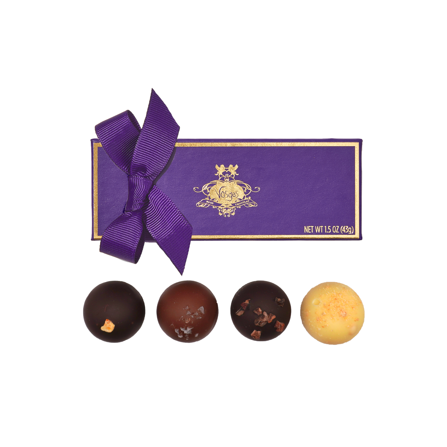 Four piece truffle set from Vosges chocolates for delivery with flowers from The Petal in Minneapolis