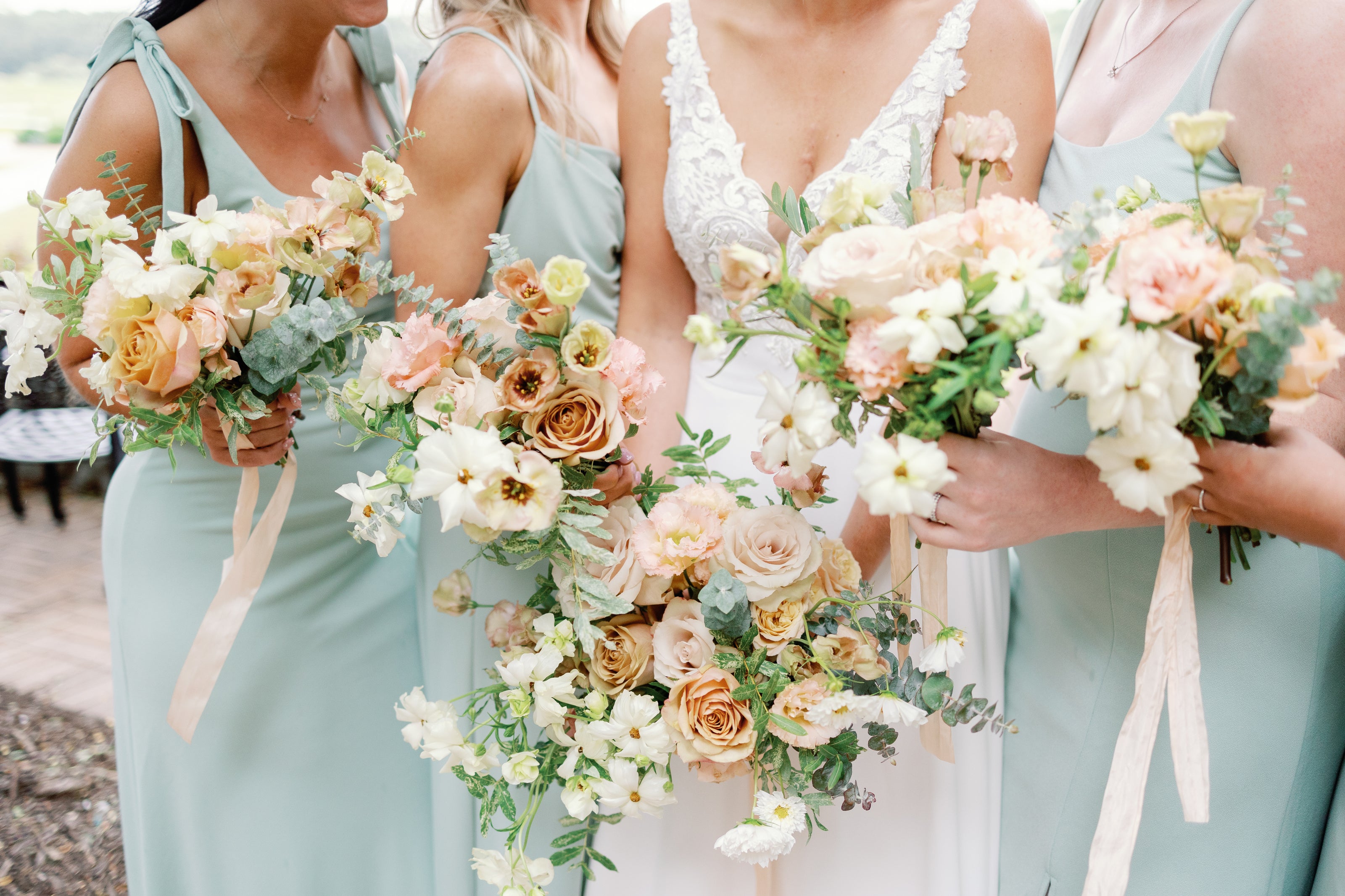spring bridesmaids bouquets by luxury wayzata floral designer, the petal for a romantic, timeless, elegant wedding