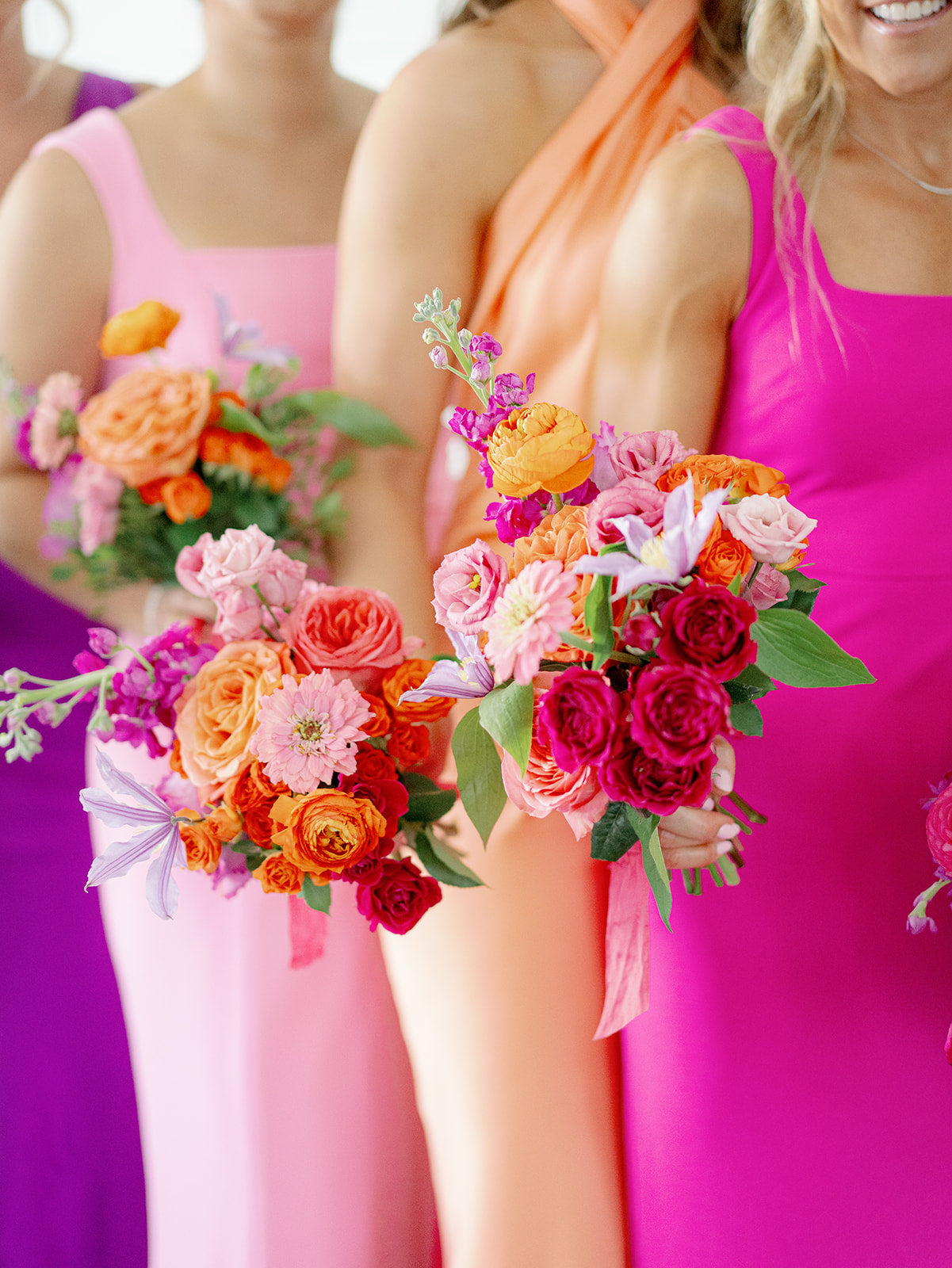 colorful Bridesmaids bouquets for a summer wedding in Minneapolis St. Paul. 