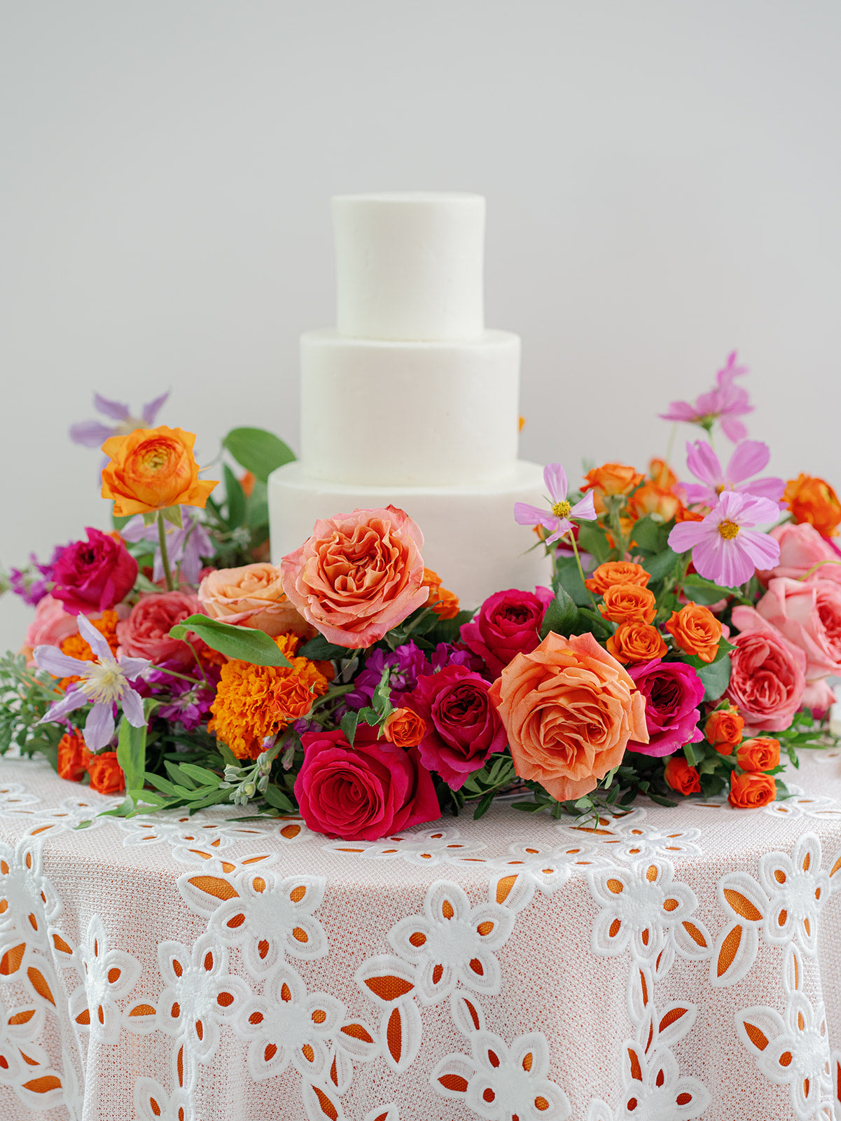 wedding cake meadow with colorful garden roses, cosmos, and ranunculus in Edina