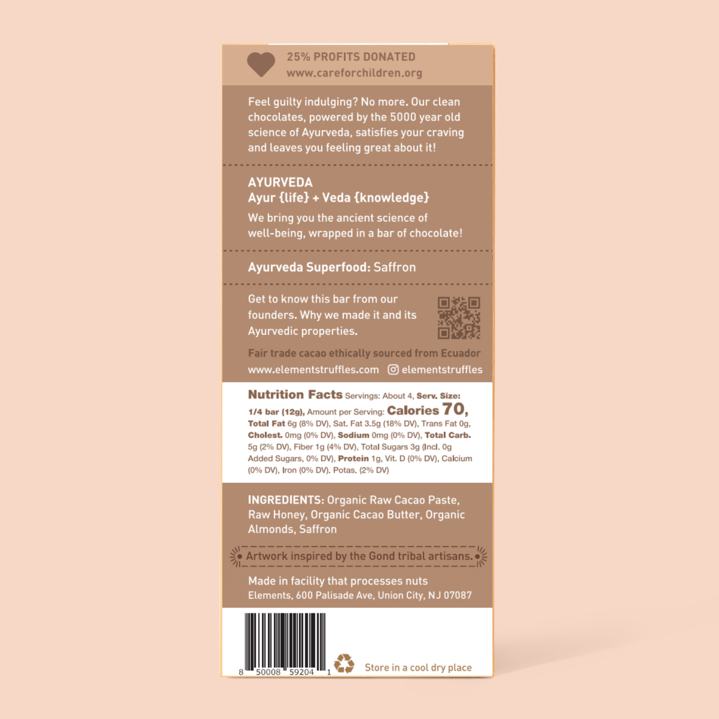 Almond Crunch 75% Dark Chocolate Bar
